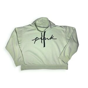 PINK Victoria Secret Sage Green Sweatshirt Drawstring Cowl Neck Women’s XXL